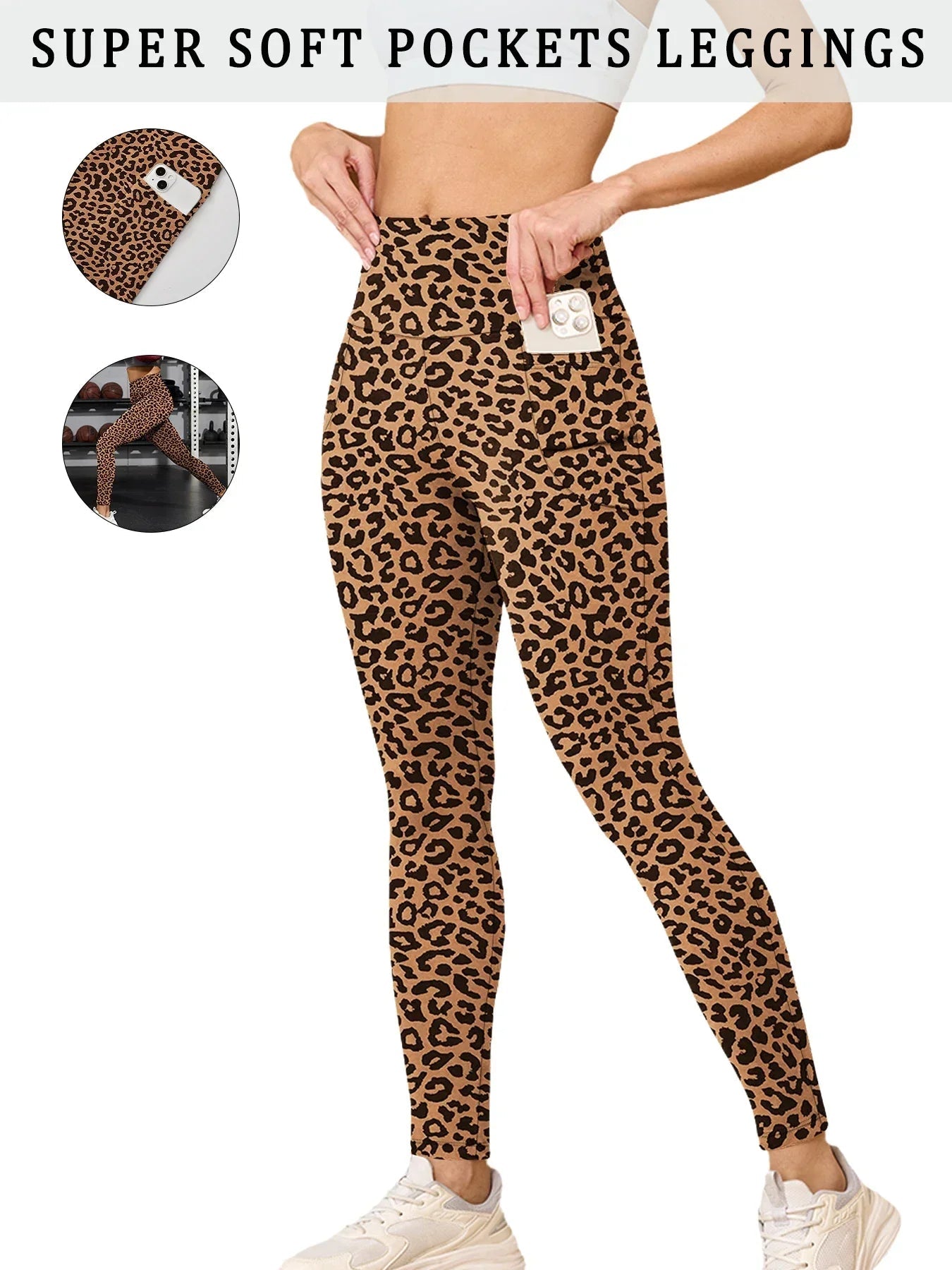 Super Soft Sports Leggings With Pockets For Women High Waisted Workout Yoga Running Push Up Gym Fitness Tight Pants Women's - TRENSET