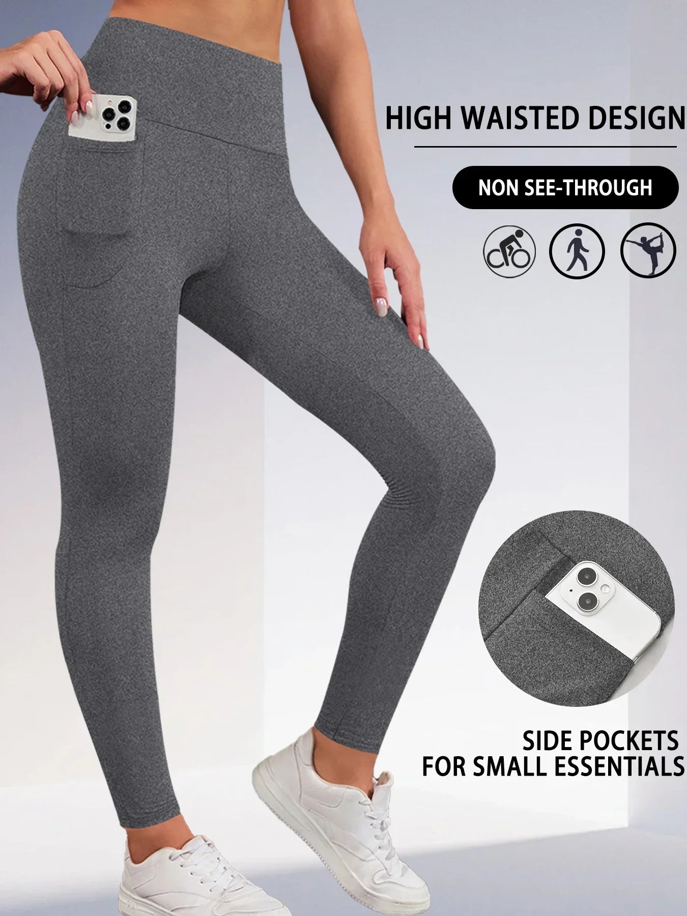 Super Soft Sports Leggings With Pockets For Women High Waisted Workout Yoga Running Push Up Gym Fitness Tight Pants Women's - TRENSET
