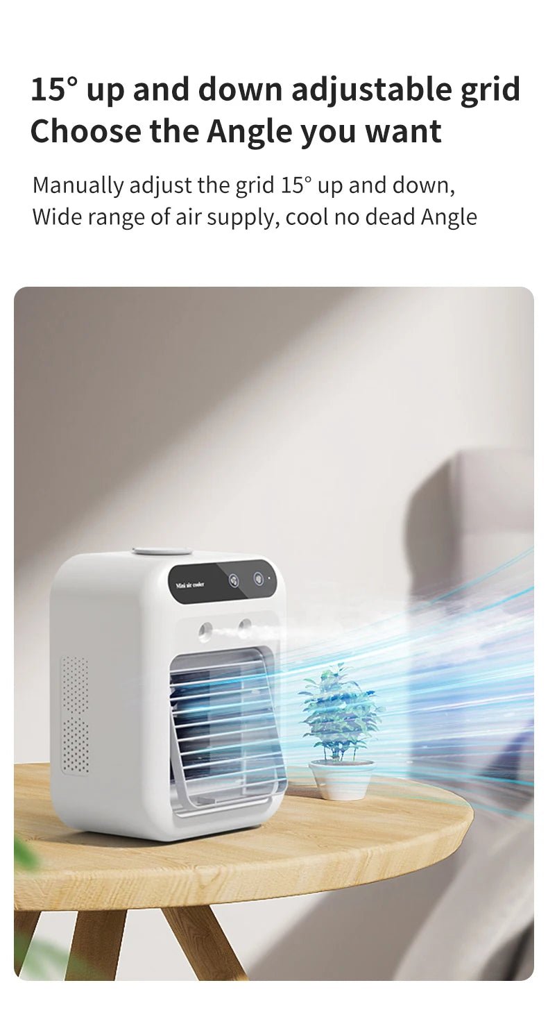 USB Rechargeable Mini Air Conditioner Fan Portable Cooling Fan with 1800mAh Battery Air Circulator Humidifier - for Home Office - TRENSET