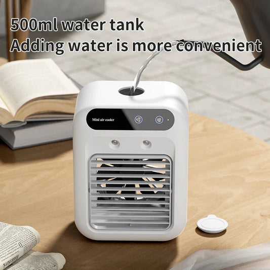 USB Rechargeable Mini Air Conditioner Fan Portable Cooling Fan with 1800mAh Battery Air Circulator Humidifier - for Home Office - TRENSET