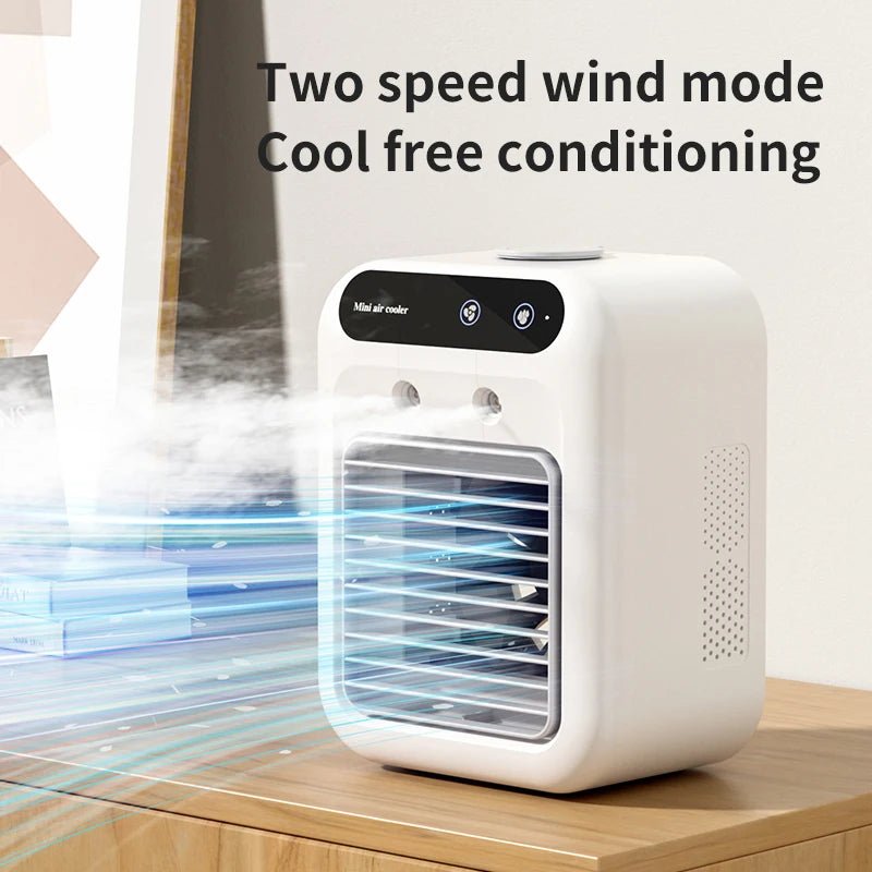 USB Rechargeable Mini Air Conditioner Fan Portable Cooling Fan with 1800mAh Battery Air Circulator Humidifier - for Home Office - TRENSET
