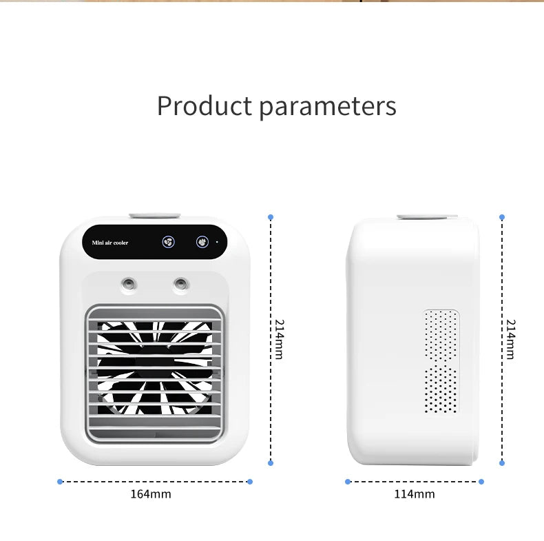 USB Rechargeable Mini Air Conditioner Fan Portable Cooling Fan with 1800mAh Battery Air Circulator Humidifier - for Home Office - TRENSET