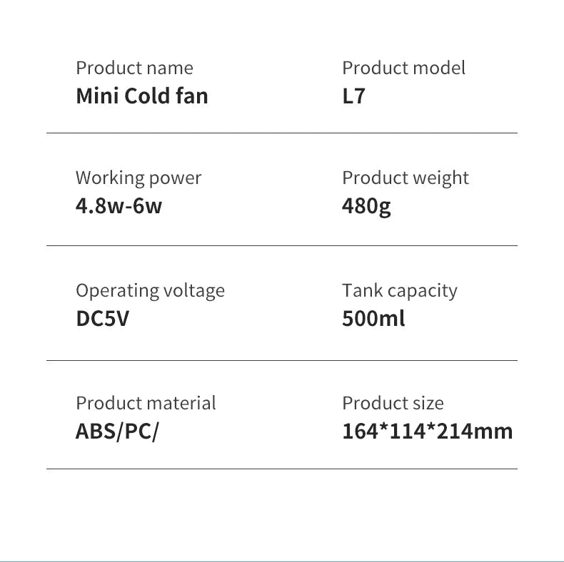 USB Rechargeable Mini Air Conditioner Fan Portable Cooling Fan with 1800mAh Battery Air Circulator Humidifier - for Home Office - TRENSET