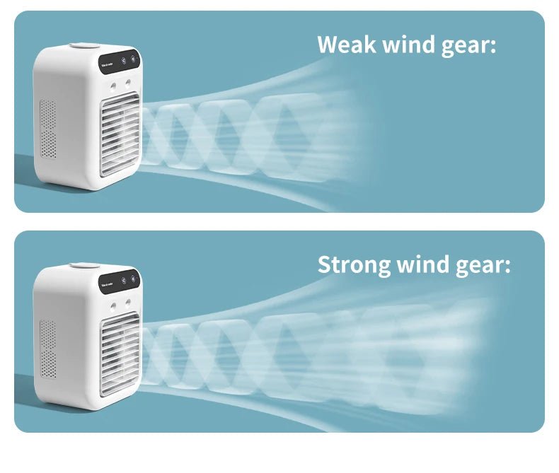 USB Rechargeable Mini Air Conditioner Fan Portable Cooling Fan with 1800mAh Battery Air Circulator Humidifier - for Home Office - TRENSET