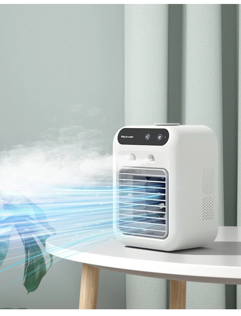 USB Rechargeable Mini Air Conditioner Fan Portable Cooling Fan with 1800mAh Battery Air Circulator Humidifier - for Home Office - TRENSET