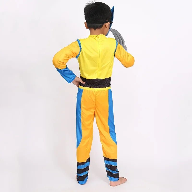 Wolverine Cosplay Costume Kids Wolf Black Superhero Panther Claws Mask Jumpsuit Halloween Bodysuit Muscle Suit for Child Gift - TRENSET