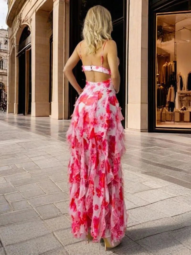 Women's 2025 Off Shoulder Formal Gown Organza Long Evening Dress with Floral Print Flowy A - Line Prom Maxi Summer Dress - TRENSET