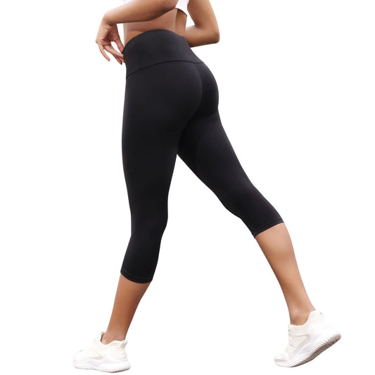 Women's High Waisted Capri Pants Super Soft No See Through Workout Yoga Push Up Gym Fitness Running Athletic Leggings - TRENSET