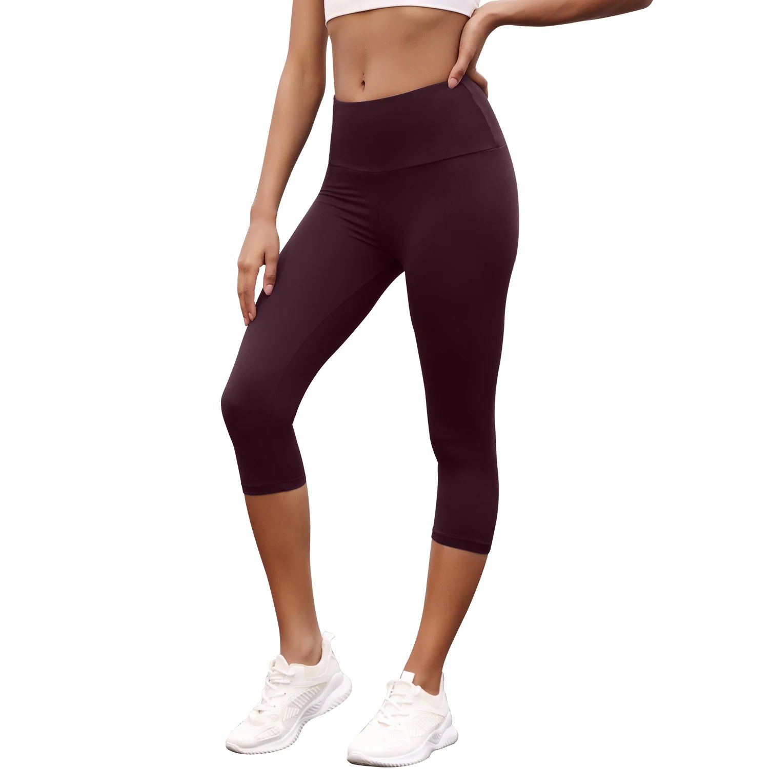 Women's High Waisted Capri Pants Super Soft No See Through Workout Yoga Push Up Gym Fitness Running Athletic Leggings - TRENSET