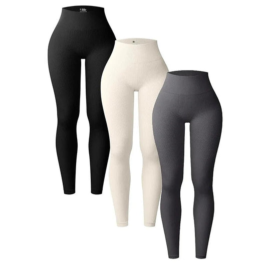 Women's seamless knitted thread yoga pants high waisted sports leggings hip lifting running training slimming and fashionable - TRENSET