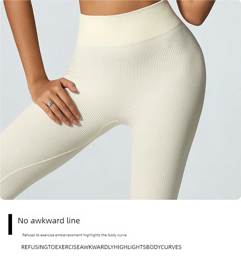 Women's seamless knitted thread yoga pants high waisted sports leggings hip lifting running training slimming and fashionable - TRENSET