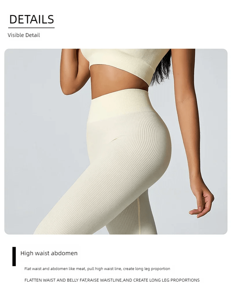 Women's seamless knitted thread yoga pants high waisted sports leggings hip lifting running training slimming and fashionable - TRENSET