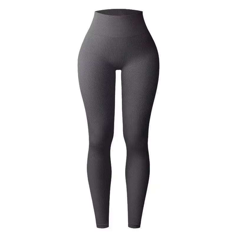 Women's seamless knitted thread yoga pants high waisted sports leggings hip lifting running training slimming and fashionable - TRENSET