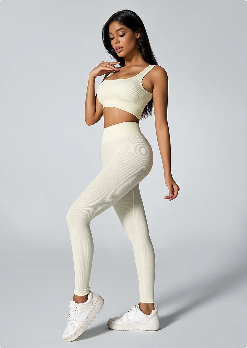 Women's seamless knitted thread yoga pants high waisted sports leggings hip lifting running training slimming and fashionable - TRENSET