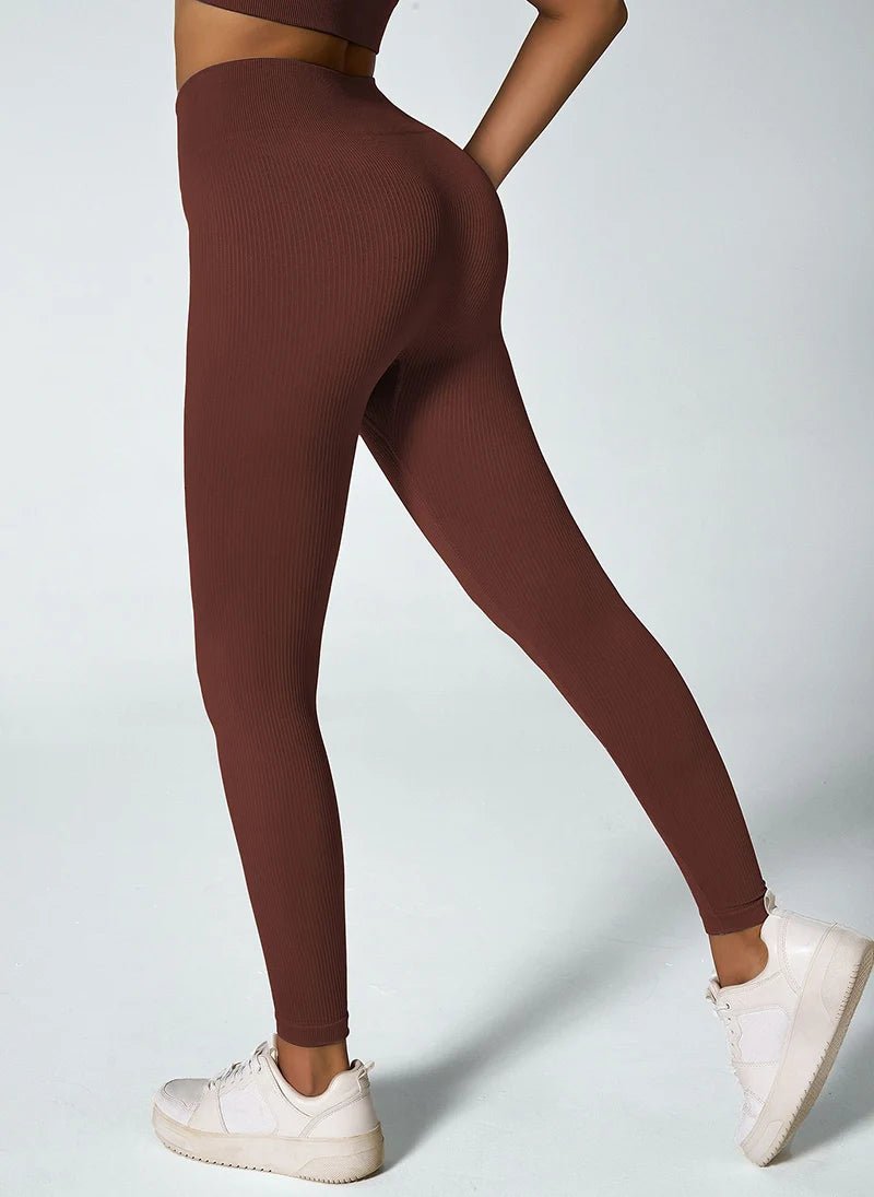 Women's seamless knitted thread yoga pants high waisted sports leggings hip lifting running training slimming and fashionable - TRENSET