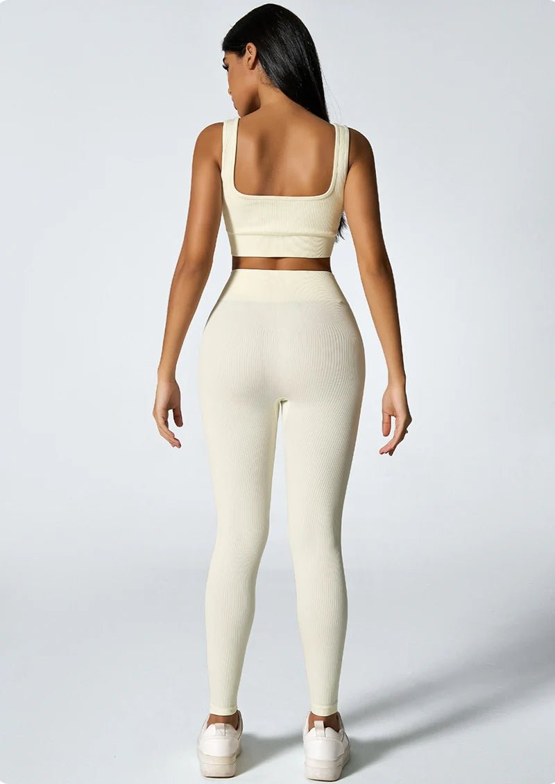 Women's seamless knitted thread yoga pants high waisted sports leggings hip lifting running training slimming and fashionable - TRENSET