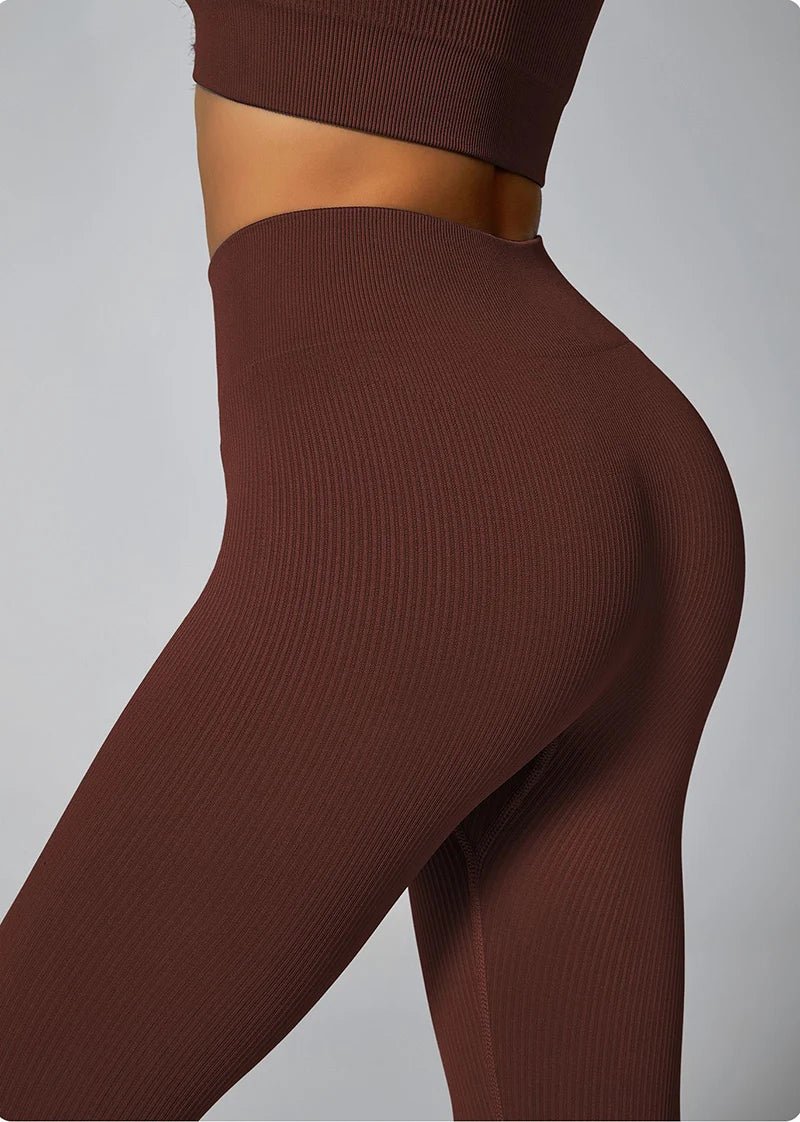 Women's seamless knitted thread yoga pants high waisted sports leggings hip lifting running training slimming and fashionable - TRENSET
